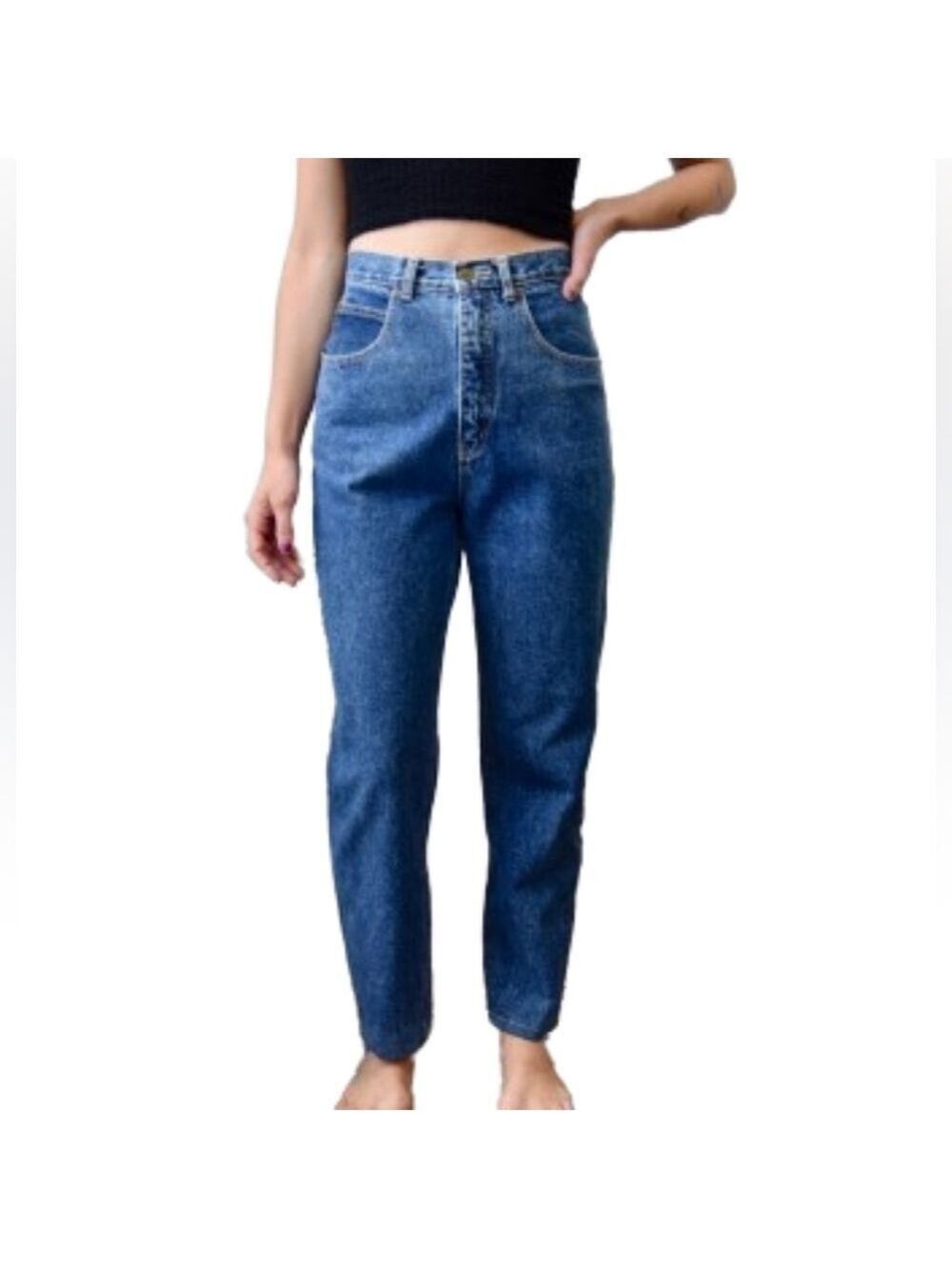 Vintage Alfred Sung straight leg high waisted jeans color washed light blue